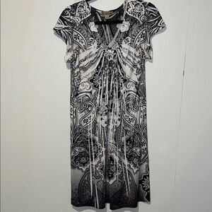 Live and Let Live Short Sleeve V-neck Knee Length With Rhinestones T19*